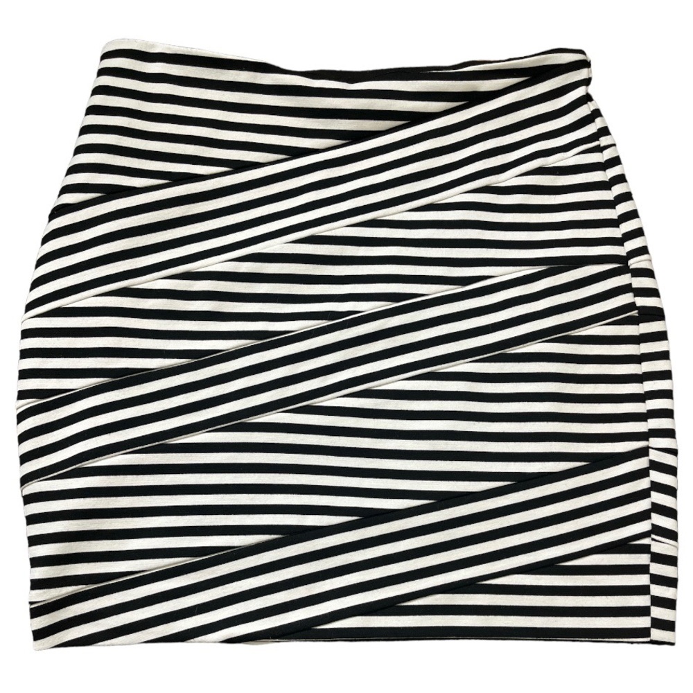 RICKIS Stripe Bandage Skirt With Elastic Waistband Black/Ivory Size Medium